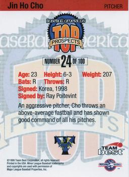 1999 Team Best Baseball America #24 Jin Ho Cho Back