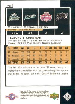 2000 SP Top Prospects #70 Harvey Hargrove Back