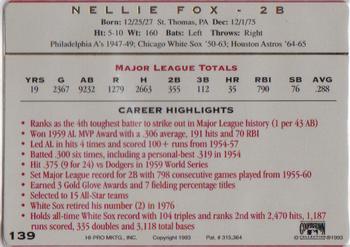 1993 Action Packed All-Star Gallery Series II #139 Nellie Fox Back
