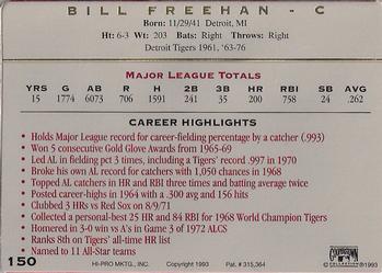 1993 Action Packed All-Star Gallery Series II #150 Bill Freehan Back