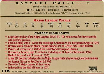 1993 Action Packed All-Star Gallery Series II #115 Satchel Paige Back