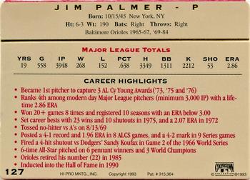 1993 Action Packed All-Star Gallery Series II #127 Jim Palmer Back