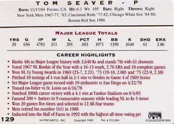 1993 Action Packed All-Star Gallery Series II #129 Tom Seaver Back