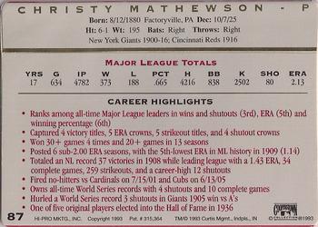 1993 Action Packed All-Star Gallery Series II #87 Christy Mathewson Back
