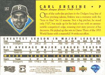 1994 Upper Deck All-Time Heroes #187 Carl Erskine Back