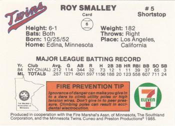 1985 7-Eleven Minnesota Twins #6 Roy Smalley Back