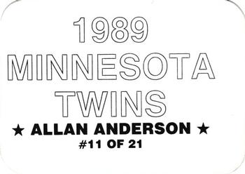 1989 Minnesota Twins (unlicensed) #11 Allan Anderson Back