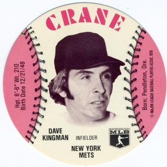 1976 Crane Potato Chips Discs #NNO Dave Kingman Front