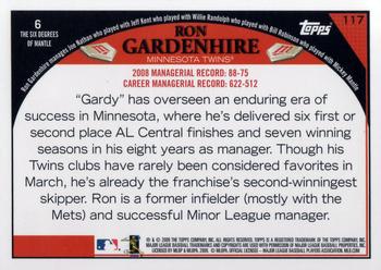 2009 Topps #117 Ron Gardenhire Back