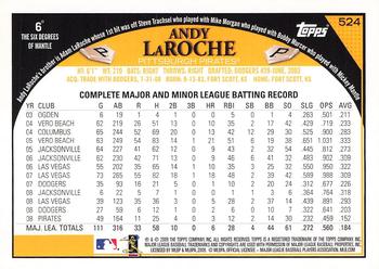 2009 Topps #524 Andy LaRoche Back