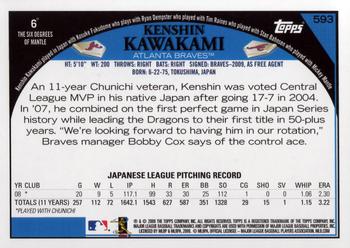 2009 Topps #593 Kenshin Kawakami Back