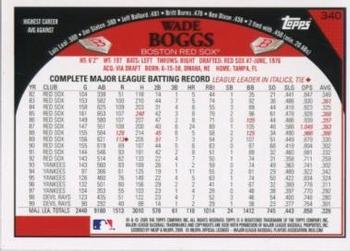 2009 Topps #340 Wade Boggs Back