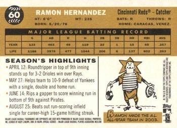 2009 Topps Heritage #60 Ramon Hernandez Back