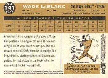 2009 Topps Heritage #141 Wade LeBlanc Back