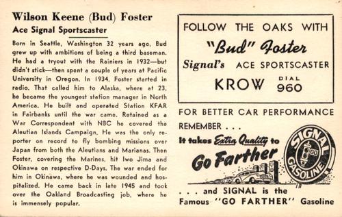 1947 Signal Oil #NNO Bud Foster Back