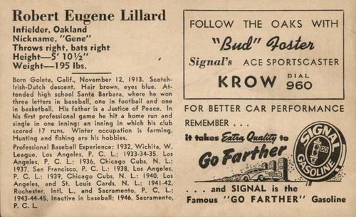 1947 Signal Oil #NNO Gene Lillard Back