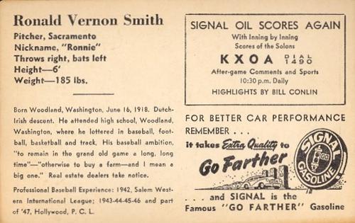 1947 Signal Oil #NNO Ronnie Smith Back