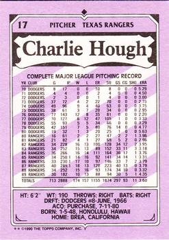 1990 Topps Kay-Bee Kings of Baseball #17 Charlie Hough Back