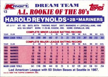 1989 Topps Kmart Dream Team #13 Harold Reynolds Back