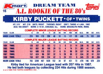 1989 Topps Kmart Dream Team #16 Kirby Puckett Back