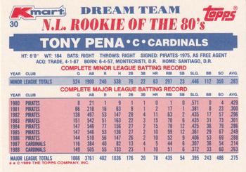 1989 Topps Kmart Dream Team #30 Tony Pena Back