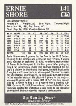 1991 Conlon Collection TSN #141 Ernie Shore Back