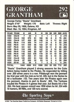 1991 Conlon Collection TSN #292 George Grantham Back
