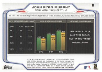 2014 Bowman Chrome #8 John Ryan Murphy Back