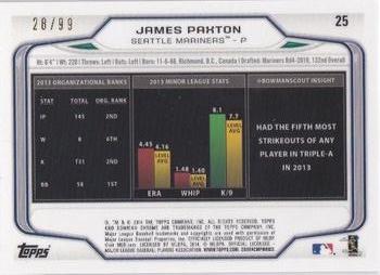 2014 Bowman Chrome #25 James Paxton Back