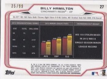 2014 Bowman Chrome #27 Billy Hamilton Back