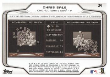 2014 Bowman Chrome #34 Chris Sale Back