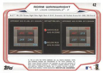 2014 Bowman Chrome #42 Adam Wainwright Back