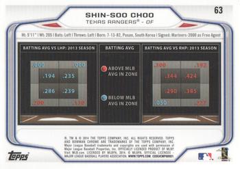 2014 Bowman Chrome #63 Shin-Soo Choo Back