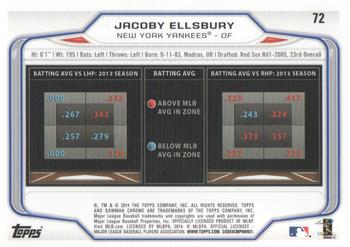 2014 Bowman Chrome #72 Jacoby Ellsbury Back