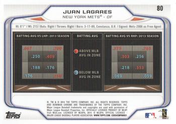 2014 Bowman Chrome #80 Juan Lagares Back