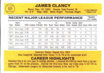 1983 Donruss #101 Jim Clancy Back