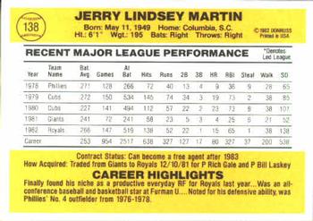 1983 Donruss #138 Jerry Martin Back