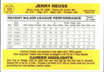 1983 Donruss #158 Jerry Reuss Back