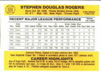 1983 Donruss #320 Steve Rogers Back