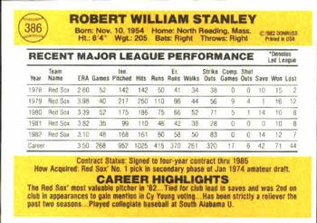 1983 Donruss #386 Bob Stanley Back