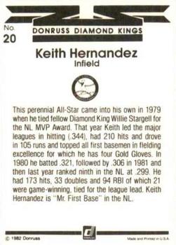 1983 Donruss #20 Keith Hernandez Back