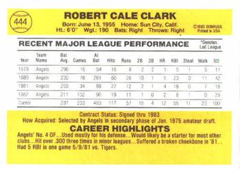 1983 Donruss #444 Bobby Clark Back