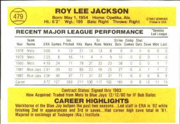 1983 Donruss #479 Roy Lee Jackson Back