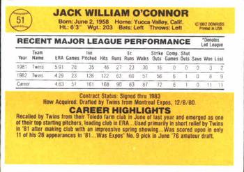 1983 Donruss #51 Jack O'Connor Back