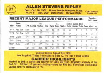 1983 Donruss #57 Allen Ripley Back