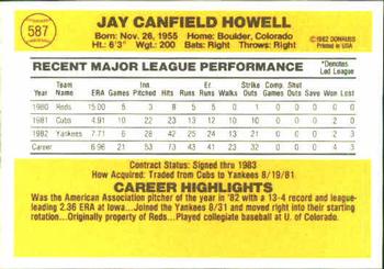 1983 Donruss #587 Jay Howell Back