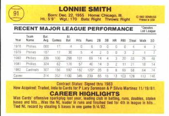 1983 Donruss #91 Lonnie Smith Back
