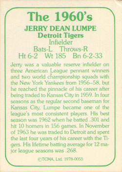 1978 TCMA The 1960's I #0055 Jerry Lumpe Back