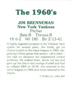 1981 TCMA The 1960's II #409 Jim Brenneman Back