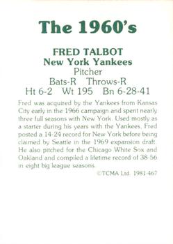 1981 TCMA The 1960's II #467 Fred Talbot Back